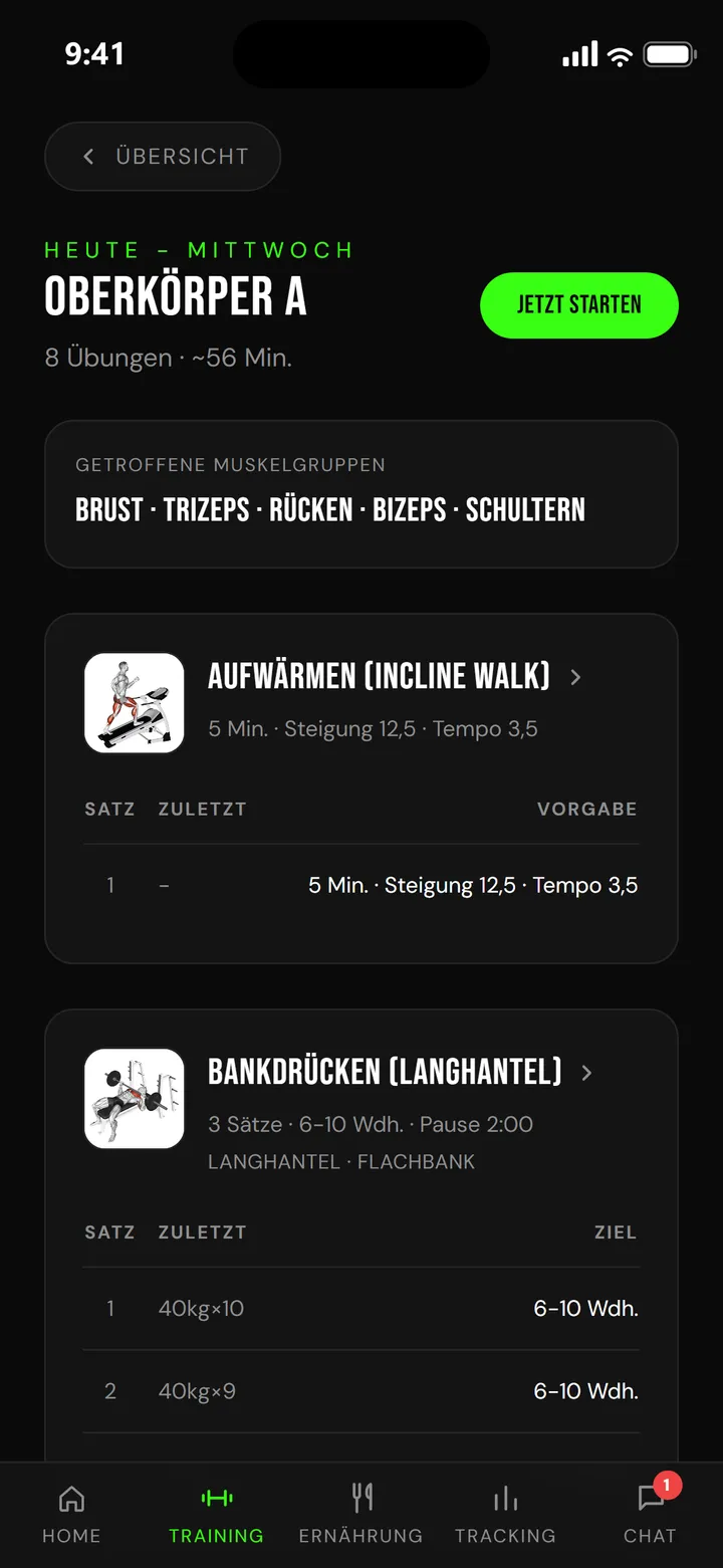 Training in der FitWithNikhil App